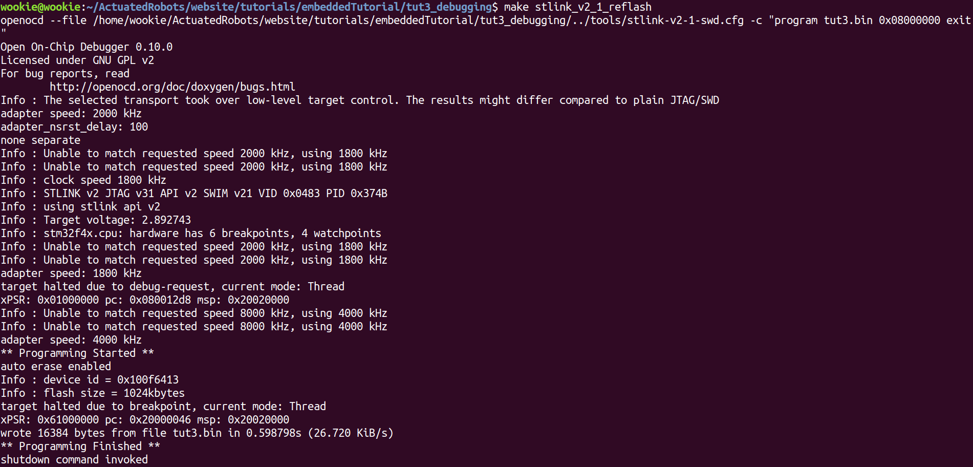 Debugging With JTAG : Actuated Robots